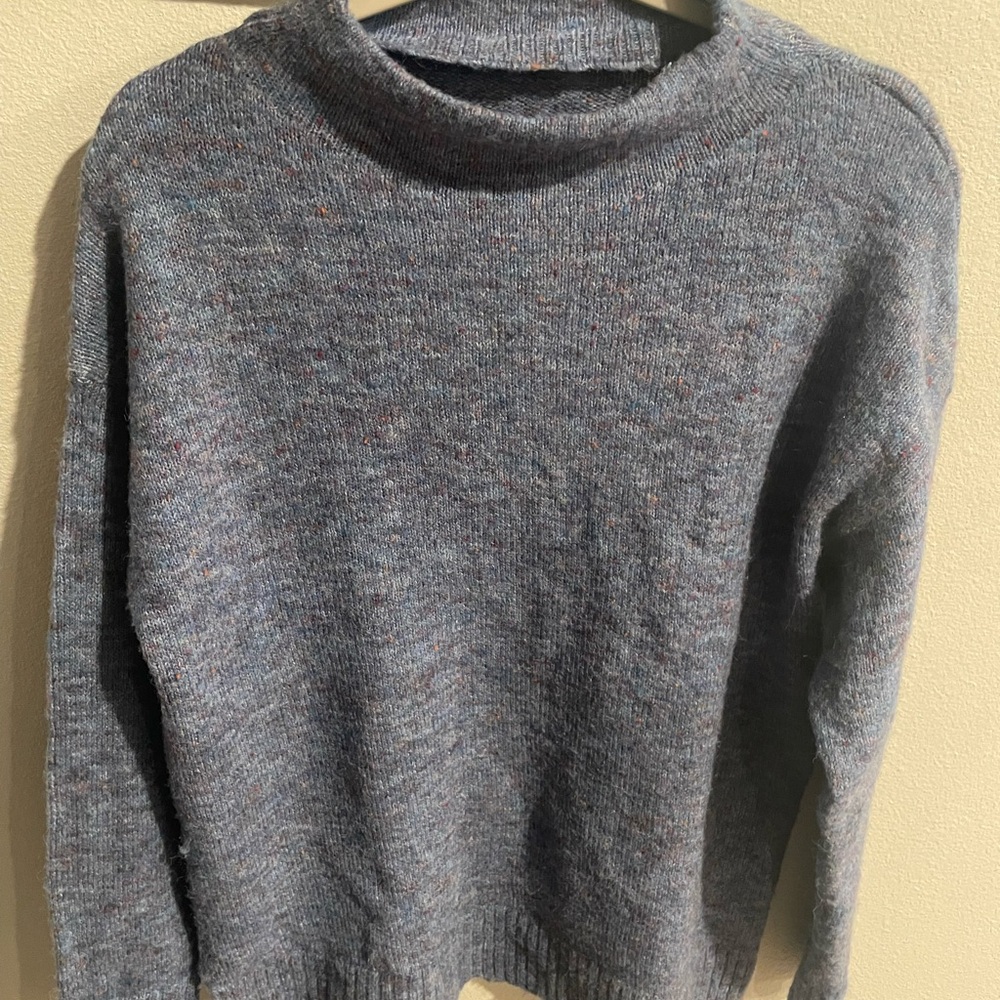 Well Worn Heathered Gray Turtleneck Wool Blend Sweater Size Small